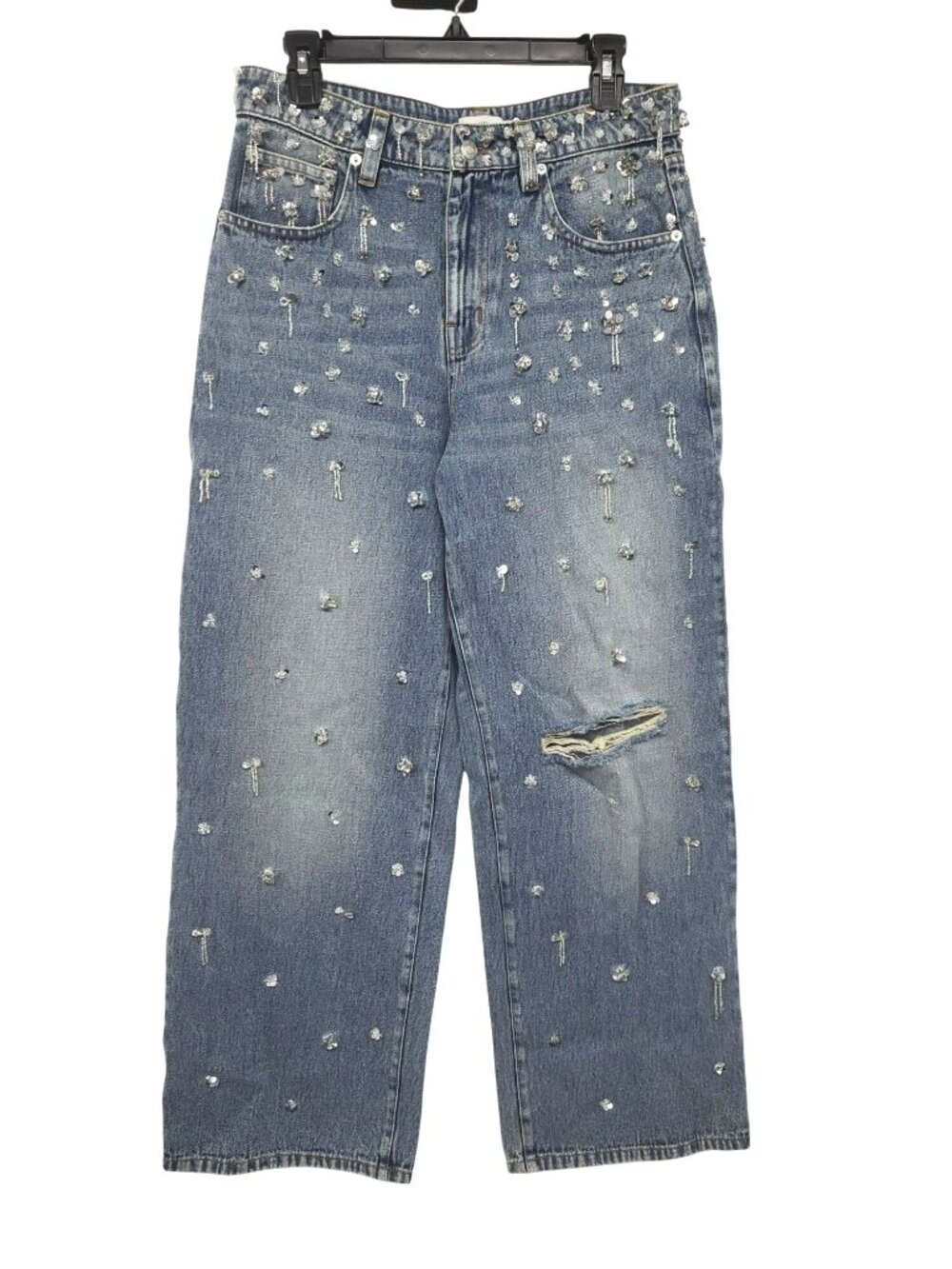 NEW Simkhai $695 Zealand Jeans Hollywood Blue Crystal Embellished Sequin Bling - Picture 6 of 16